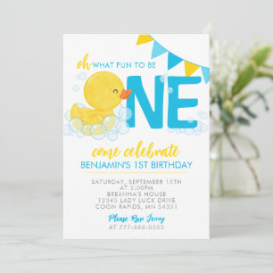 Invitación Pato de goma acuarela cumpleaños 1