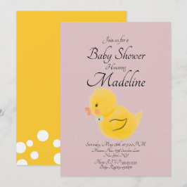 Invitación Pato de goma acuarelado rubor Baby Shower