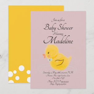 Invitación Pato de goma acuarelado rubor  Baby Shower 