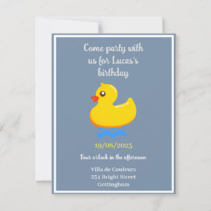 Invitación pato de goma amarillo - fiesta de cumpleaños