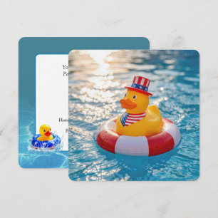 Invitación Pato de goma amarillo patriótico fiesta en la pisc