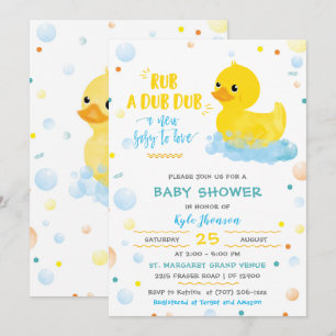 Invitación Pato de goma de niño editable para baby shower
