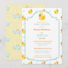 Invitación Pato de goma neutro en género Aqua Amarillo