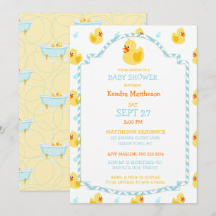 Invitación Pato de goma neutro en género Aqua Amarillo