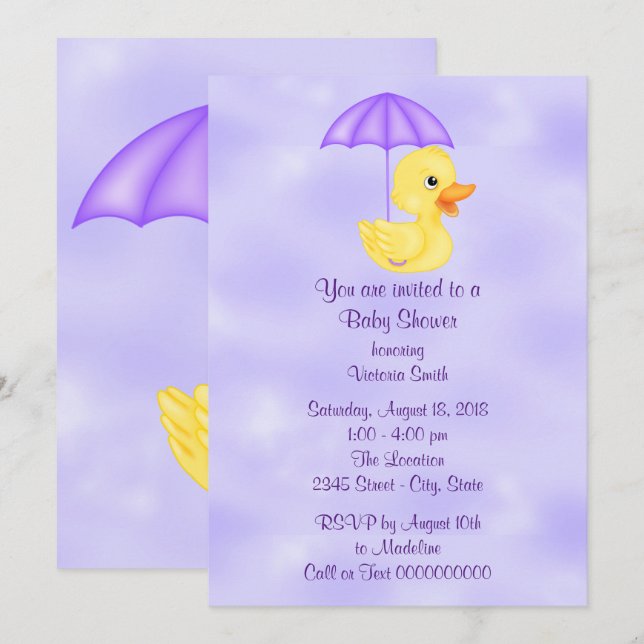 Invitación Pato de goma para bebé Baby Shower (Anverso / Reverso)