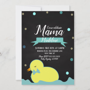 Invitación Pato de Pizarra Acuático Dorado Falso para Baby Sh