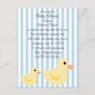 Invitación Pato de rayas en azul