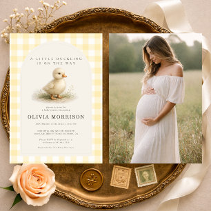 Invitación Pato Patito de Cuadros Foto Baby Shower