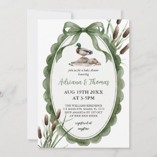 Invitación Pato Silvestre Verde Baby Shower 