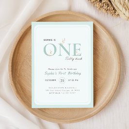 Invitación Pato Tonto Azul Uno Lazo Bebé Primer Cumpleaños