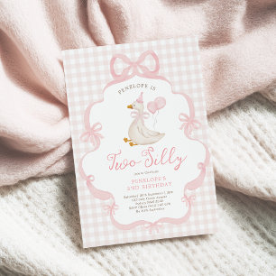 Invitación Pato Tonto Cumpleaños 2 con Lazo Rosa
