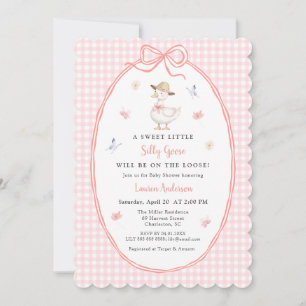 Invitación Pato tonto de cuadros rosados Baby shower de niña