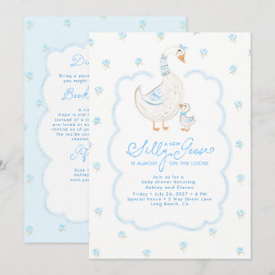 Invitación Pato Tonto Elegante Cumpleaños de Bebé Azul Todo e