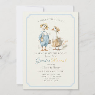 Invitación Pato Tonto Vintage Revelación de Género Acuarela