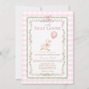 Invitación Patoño Rosa Tonto Fiesta de Bebé Coquette Ganso