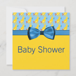 Invitación Patos De Bebé En Baby Shower Amarillo Y Azul