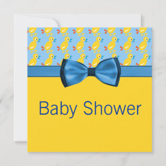 Invitación Patos De Bebé En Baby Shower Amarillo Y Azul