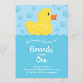 Invitación Patos de Fiesta de primer cumpleaños de niño con c