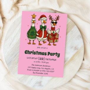 Invitación Patos divertidos de Navidad en rosa Fiestas navi