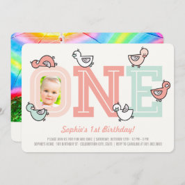 Invitación Patos Rosados Gran Chica Primer Fiesta de cumpleañ