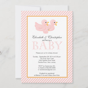 Invitación Patos rosas modernos y Baby Shower