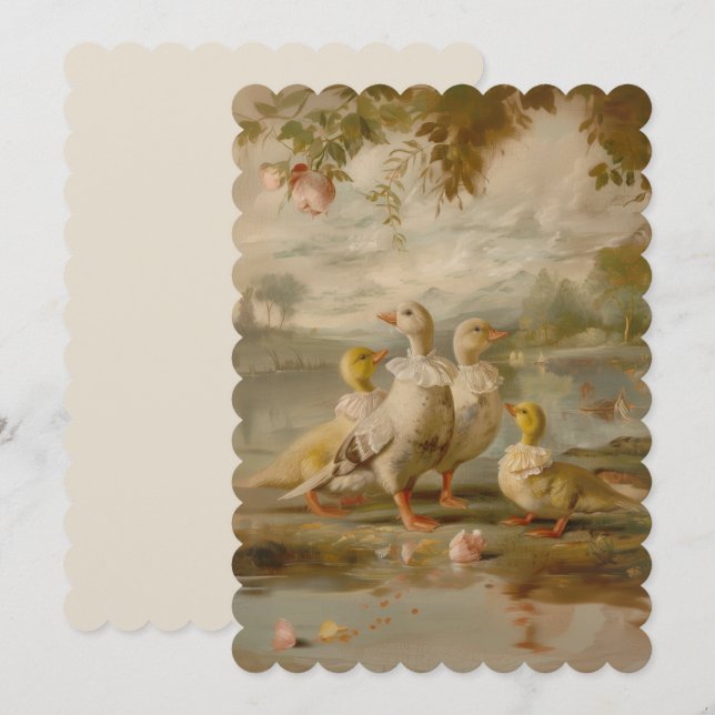 Invitación Patos - Tamaño plano de la invitación: 12,7 cm x 1 (Anverso / Reverso)