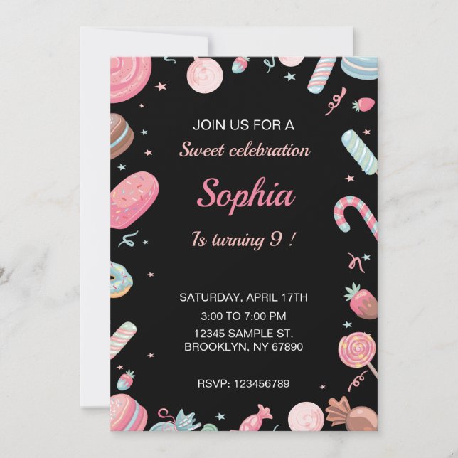 Invitación Patria negra y rosa (Anverso)
