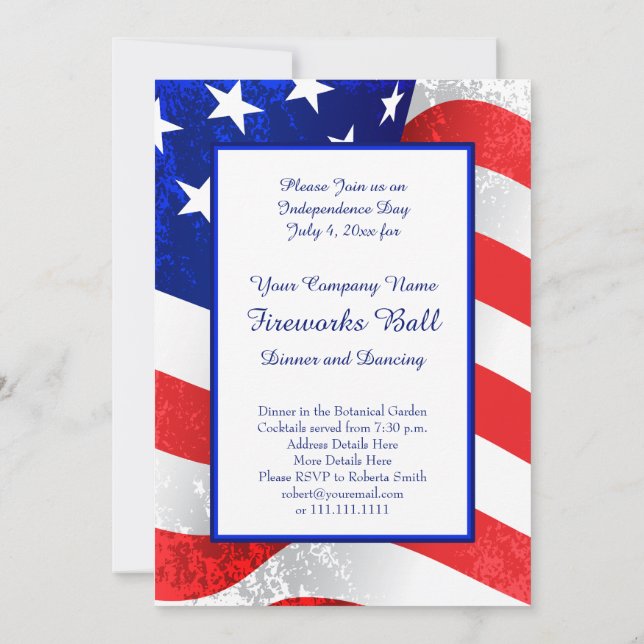 Invitación Patriota estadounidense Bandera de Estados Unidos  (Reverso)