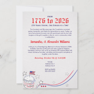 Invitación Patriotic America 250 FriendsDa Cookout Fiesta