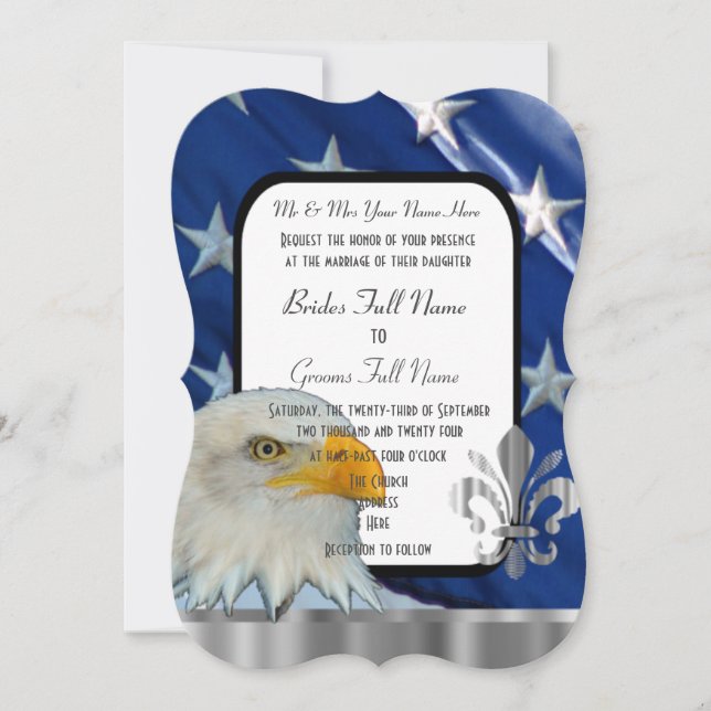 Invitación Patriotic American flag and eagle wedding Invitati (Anverso)