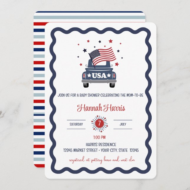 Invitación Patriotic Baby Shower Invitation (Anverso / Reverso)