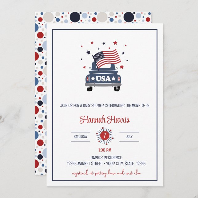 Invitación Patriotic Baby Shower Invitation (Anverso / Reverso)