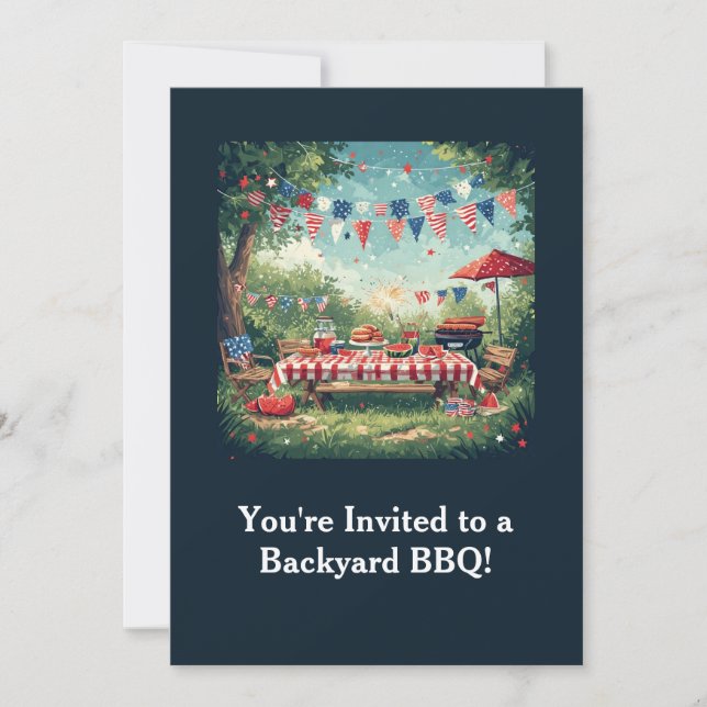 Invitación Patriotic Backyard BBQ Scene – 4th of July (Anverso)