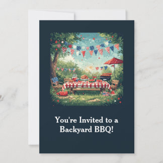 Invitación Patriotic Backyard BBQ Scene – 4th of July