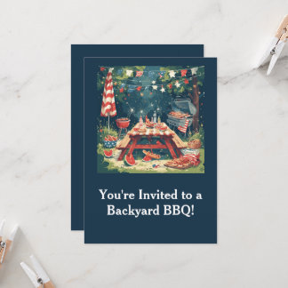 Invitación Patriotic Backyard BBQ Scene – 4th of July Cookout