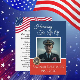 Invitación  Patriotic Military Funeral Memorial Photo card