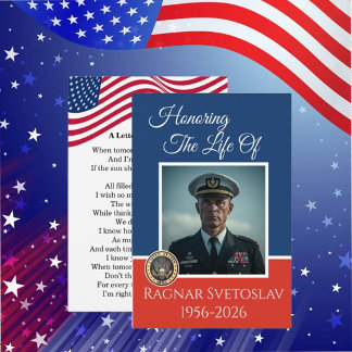 Invitación  Patriotic Military Funeral Memorial Photo card