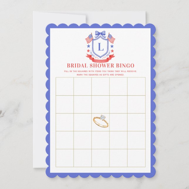 Invitación Patriotic Red White & I Do Bridal Shower Bingo (Anverso)