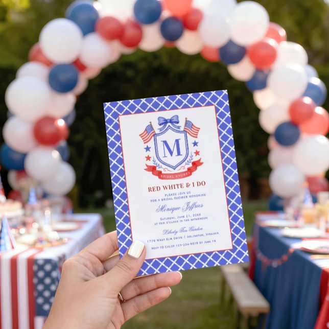 Invitación Patriotic Red White & I Do Monogram Bridal Shower (Subido por el creador)