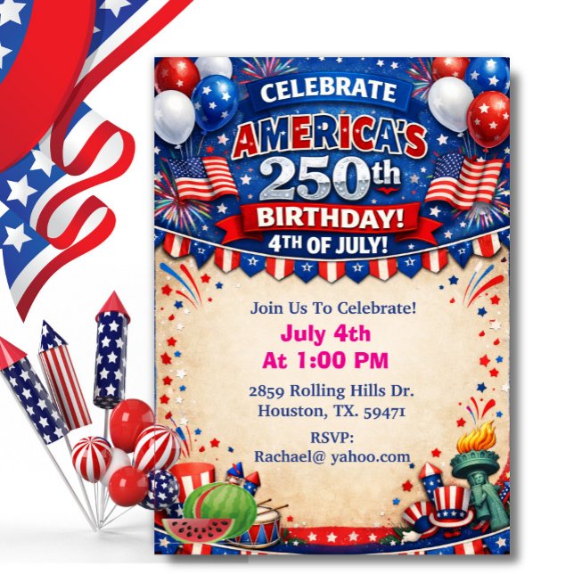 Invitación Patriotic Theme 250th America’s 250th BBQ (Subido por el creador)