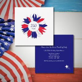 Invitación Patriotic USA 250 Years 4th of July Red White Blue