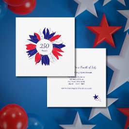 Invitación Patriotic USA 250 Years Floral 4th of July BBQ
