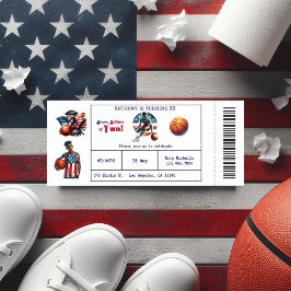 Invitación Patriotic USA Basketball Ticket Party Birday Party