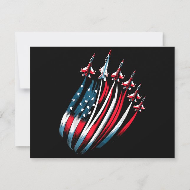 Invitación Patriotic USA Flag Fighter Jets Boys 4 de julio (Anverso)
