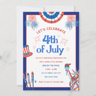 Invitación Patriótica Adorable para el 4 de Julio