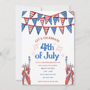 Invitación Patriótica Adorable para el 4 de Julio