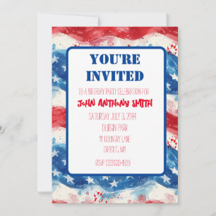 Invitación Patriótica Cumpleaños Barbacoa 4 de Jul