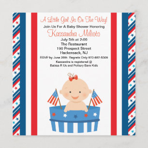 Invitación patriótica de Baby Shower de la niña