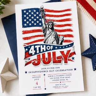 Invitación Patriótica de Barbacoa del 4 de Julio