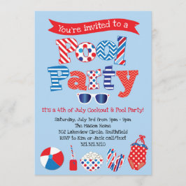 Invitación patriótica de la fiesta en la piscina -